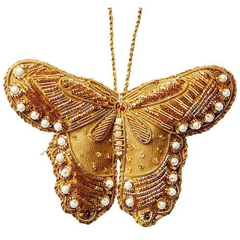 Butterfly Beaded Ornament Gold Beaded Ornaments How To Make
