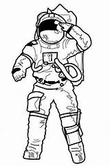 Astronaut Coloring Salute Drawing Mission Apollo Going Clipart Making Before Line Suit Printable Cliparts sketch template