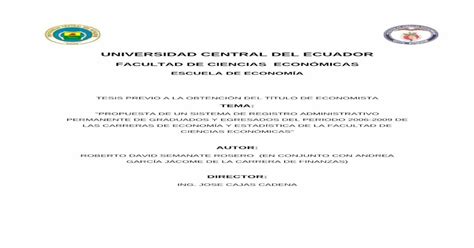 Universidad Central Del Ecuador · Propuesta De Un Sistema De Registro