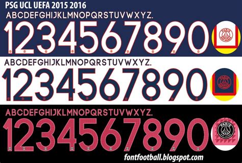 FONT FOOTBALL Font Vector PSG Paris Saint Germain UCL UEFA 2015 2016 kit