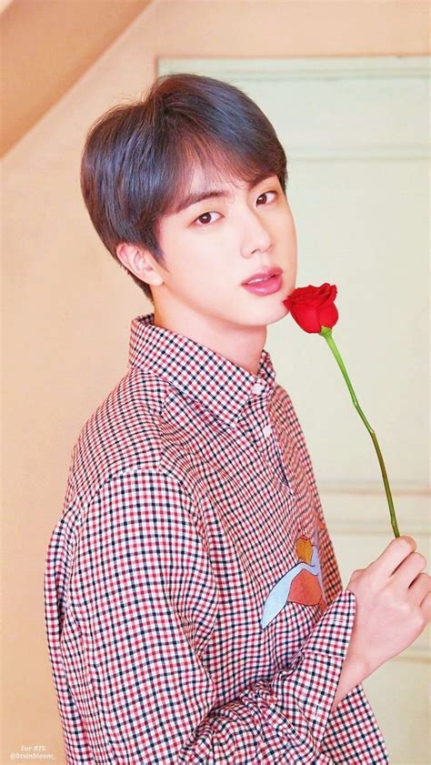 Bts Jin With Flower Lockscreen Wallpaper Bts Jin K Pop Stock