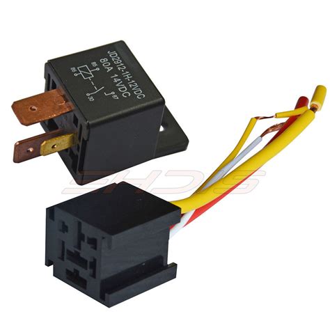 2 Pcs Car Relay 4pin Dc 12v 80a Normally Open Spst With Relay Socket