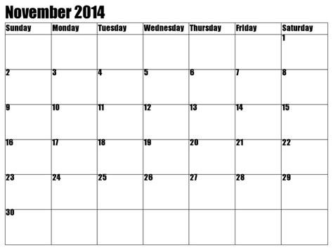 November Calendar 2014 Printable Printable November 2014 Calendar