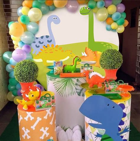 Cartoon Dinosaur Round Backdrop Birthday Party Decorations In 2022