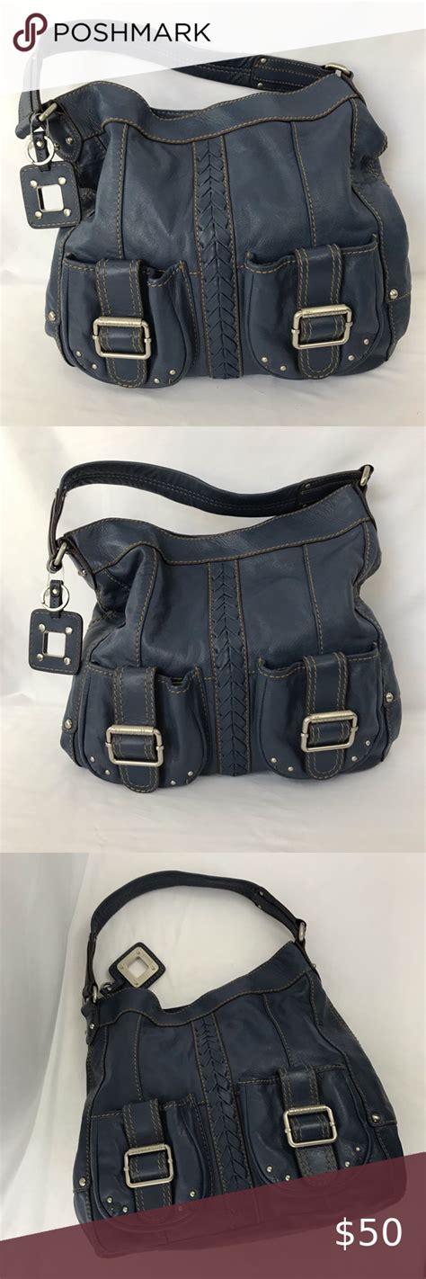 TIGNANELLO Bag Leather Hobo Shoulder Purse Blue Leather Hobo Bags