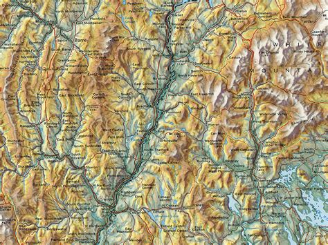 New Hampshire And Vermont Topographical Wall Map By Raven Maps 37 X 26