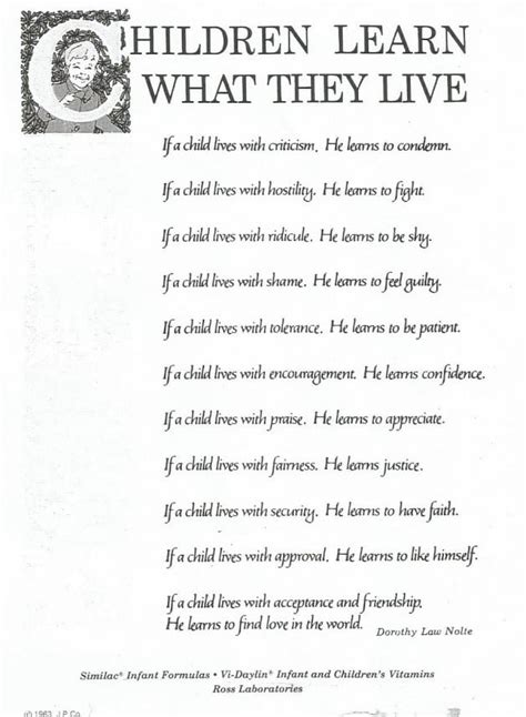 Children Learn What They Live Poem Enchanted Little World