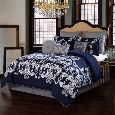 Navy 10 Piece Queen Size Comforter Set As Is Item Overstock 16911808