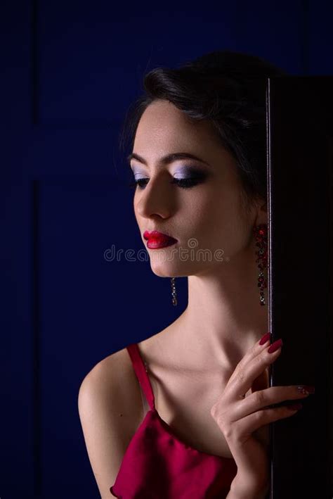 beautiful brunette girl with sensual look beauty portrait at the window stock image image of