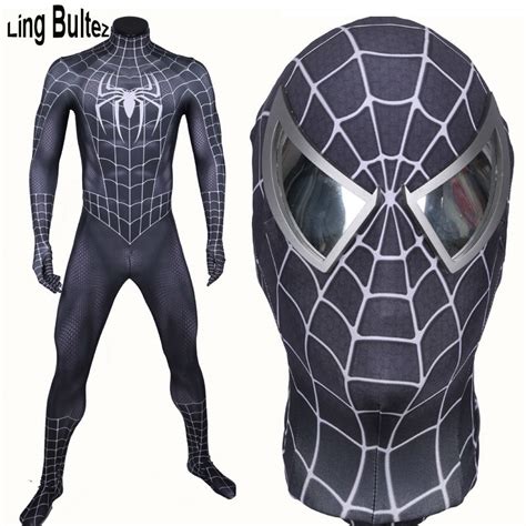 Ling Bultez Arrive Muscle Shade Black Spiderman Costume Black Raimi
