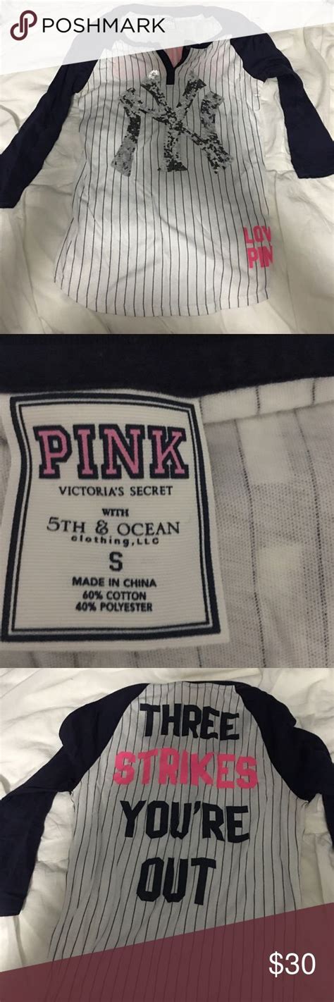 Vs Pink Ny Yankees Baseball Shirt With Sequins Vs Pink Shirts