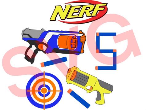 Nerf Gun Svg Plus Nerf Logo And Target Layered Cut File Nerf Etsy