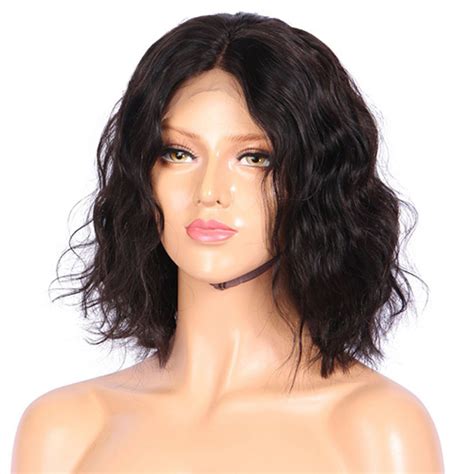 Pre Plucked Brazilian Virgin Hair Lace Front Bob Wigs Natural Wave