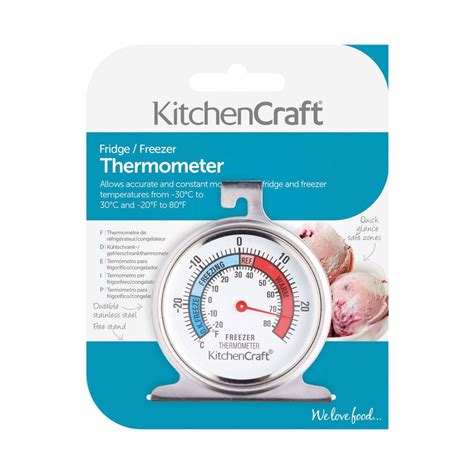 Kitchencraft Dial Type Freezer Fridge Thermometer Stainless Steel