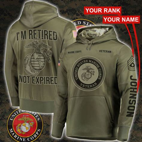 Im Retired Us Marine Corps Hoodie Custom Rank Usmc Veteran Hoodie