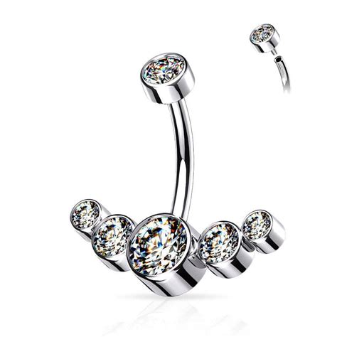 curve gem cluster titanium belly ring skinkandy body jewellery and piercing online australia