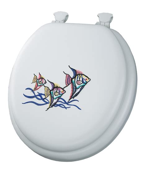 Mayfair 1322ec 000 Tropical Fish Embroidered Soft Toilet Seat With Lift