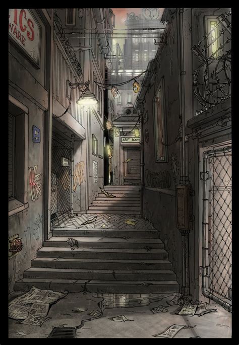 Kz Helghan Alley Michel Voogt Alley Illustration City Alleyway Alley