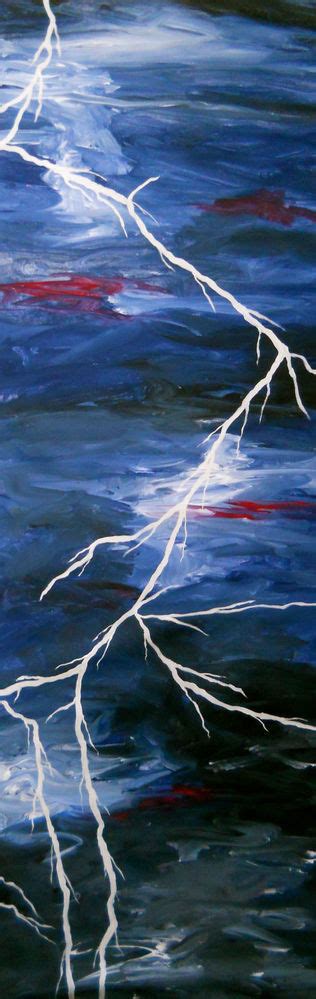 Lightening Thunder Storm Acrylic Landscape Painting Blue Abstract Storm