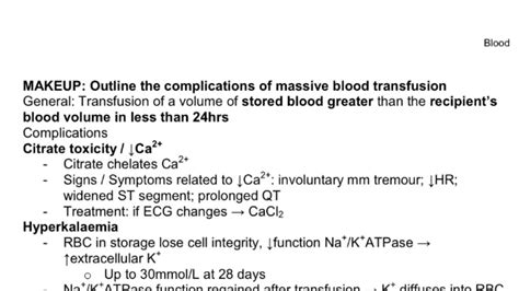Complications Of Massive Blood Transfusion Saq Youtube