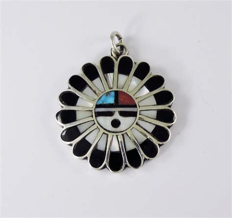 Zuni Sun Face Silver Pendant By Oldndnshop On Etsy Engraved Signature