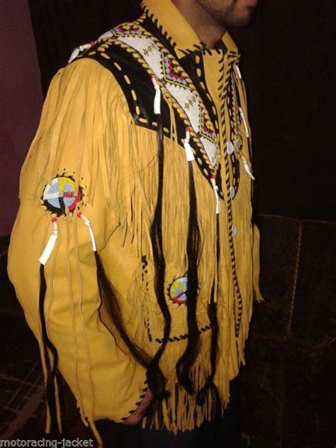 Western Fringed Cowboy Native American Indian Fringe Bones Jacket Xs To