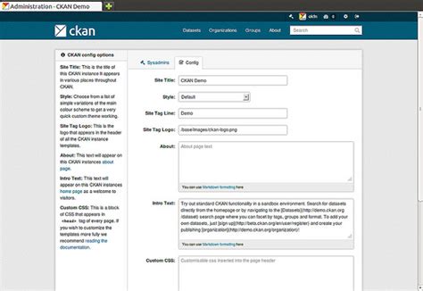 I want to change the default ckan site logo using the administrator config panel. Sysadmin guide — CKAN 2.7.3 documentation