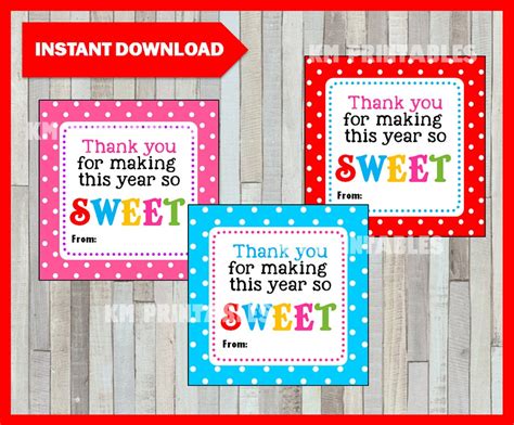 Printable Thanks For Making This Year So Sweet Printable Etsy