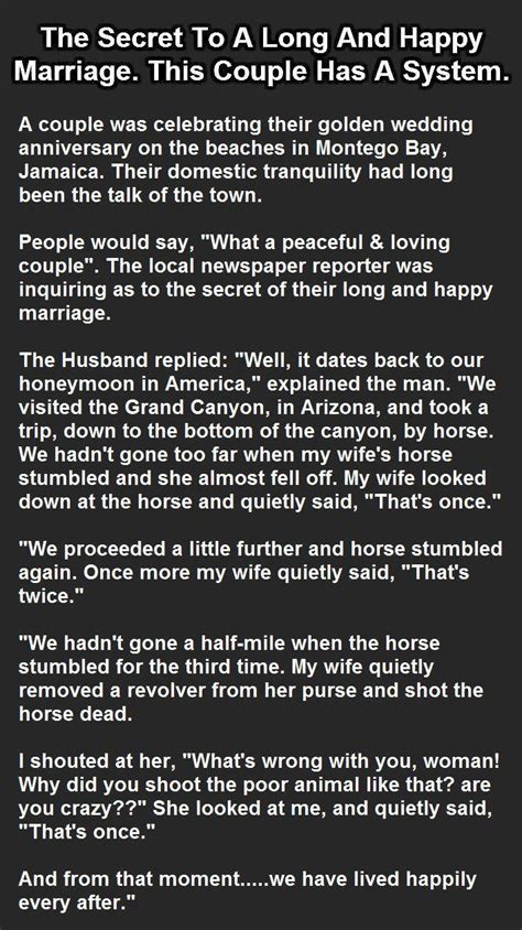 The Secret To A Long And Happy Marriage Funny Jokes Story Lol Funny
