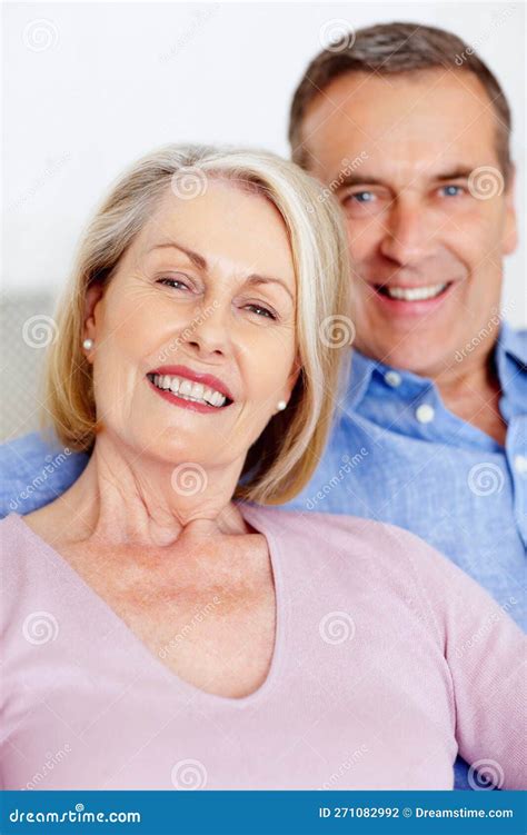 Smiling Mature Woman And Man Together Having A Good Time Closeup