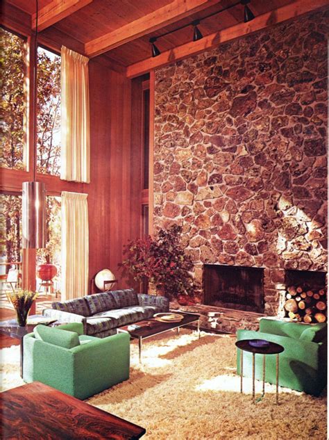 Late 1970s Interior Love The Stone Accent Wall And The Shag Carpet