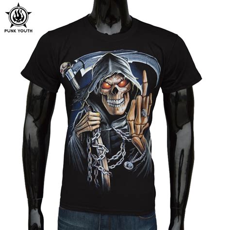 Punk Youth Brand 2016 New Men Casual T Shirt 3d Grim Reaper Skull O