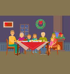 Available source files and icon fonts for both personal and commercial use. Family christmas dinner with grandparents Vector Image