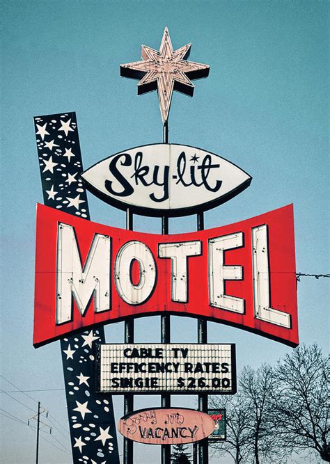 Vintage Motel Sign Sky Lit Photograph By Dusty Maps Pixels