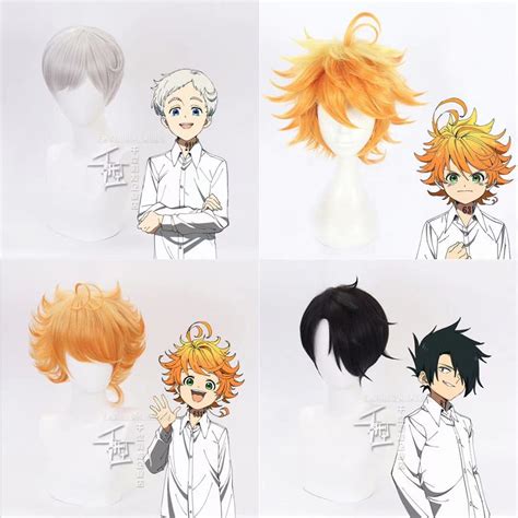 40cm Anime The Promised Neverland Emma Wig Cosplay Norman Ray Playing Short Golden Gradient Dark
