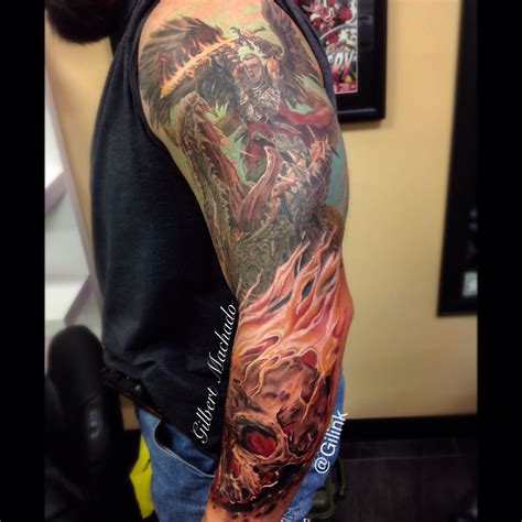 Color Fusion Tattoo Tattoos Sleeve Skull Dragon