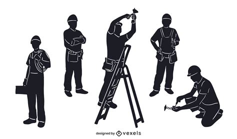 Electrician Silhouette Set Vector Download