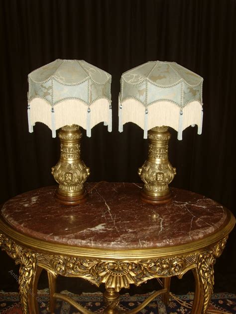 Antiques Atlas Pair Of Chinese Brass Table Lamps And Shades