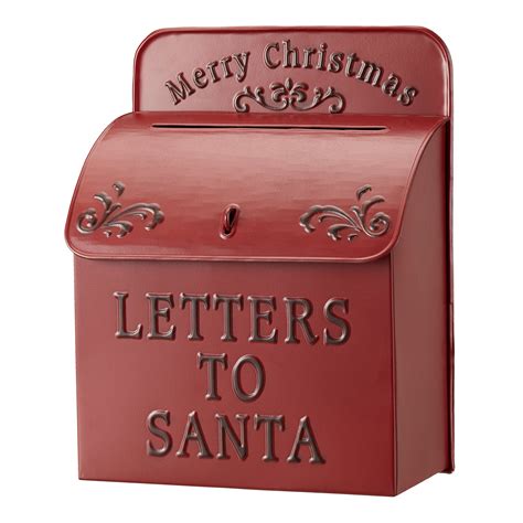 Holiday Time Red Metal Letters To Santa Mailbox Christmas Decoration