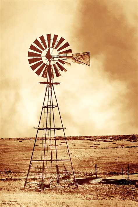 Windmill In A Dust Storm Rustic Landscape Color Photography On Etsy