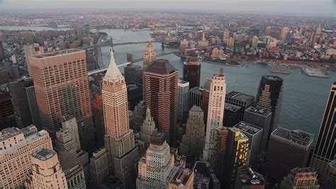 4k Stock Footage Aerial Video Flying Over Lower Manhattan Approaching