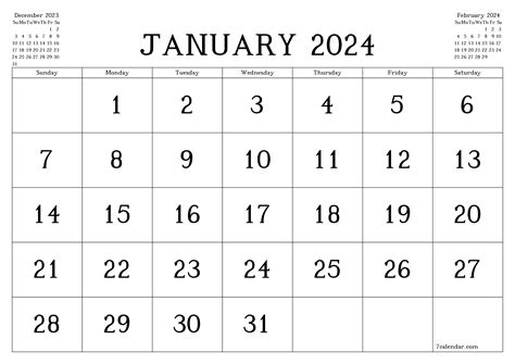 Small January 2024 Calendar 2024 Calendar Printable