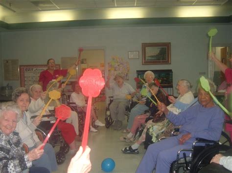Flyball~ Fun Game For Residents Using Flyswatters And Balloons A Nice