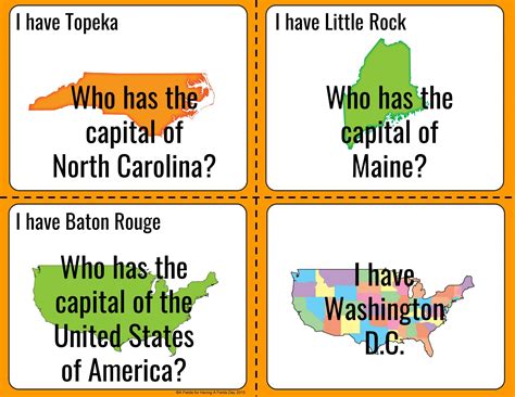 I Have Who Has States And Capitals Game Made By Teachers