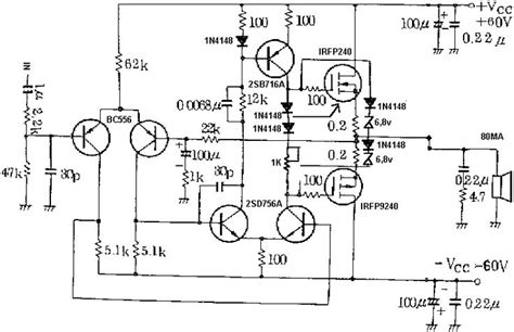 Hi fi 100w mosfet power amplifier circuit. Schematic Diagram Of 100 Watts Amplifier