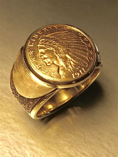 Buy A Hand Made Custom Made Mens Gold Coin Ring Made To