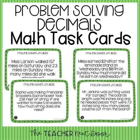 5th Grade Problem Solving Decimals Task Cards Decimals Word Problems