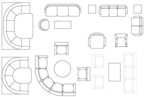 Autocad 2d Drawing Having The Details Of Various Styles Of The Sofa And