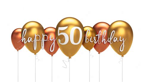 Premium Photo Happy 50th Birthday Gold Balloon Greeting Background 3d