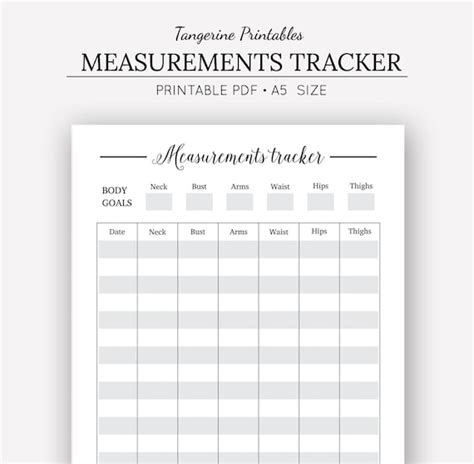 Printable Measurement Tracker Printable Word Searches